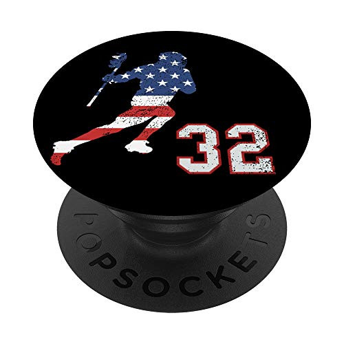Lacrosse player American USA flag, number 32 phone stand PopSockets Grip and Stand for Phones and Tablets Lacrosse player American USA flag, number 32 phone stand PopSockets Grip and Stand for Phones and Tablets