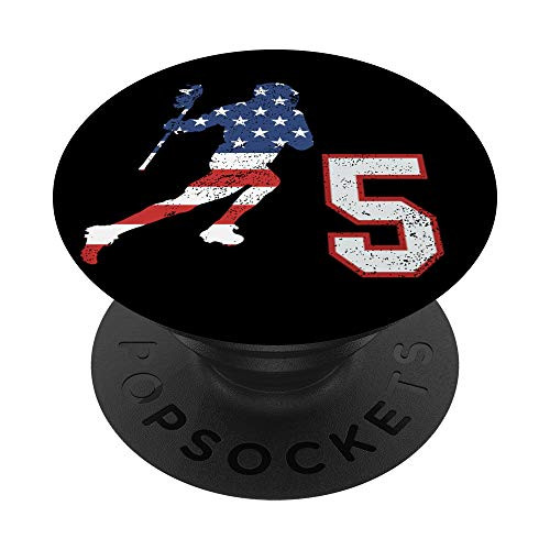 Lacrosse player with American USA flag, number 5 phone stand PopSockets Grip and Stand for Phones and Tablets Lacrosse player with American USA flag, number 5 phone stand PopSockets Grip and Stand for Phones and Tablets