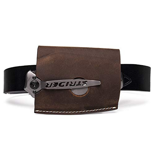 Gentlestache Leather Pocket Knife Sheath for Belt, knife Holster, EDC Belt Knife Sheath, Folding Knife Sheath, Utility Knife Holder Darkbrown