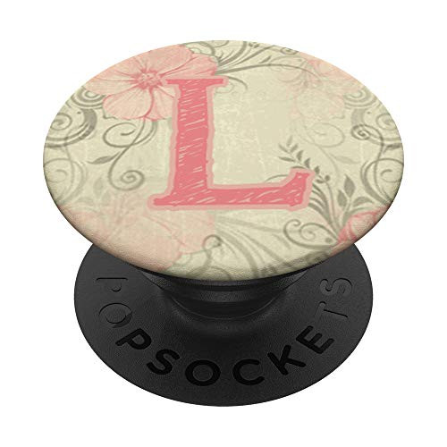 L Monogram Pop Socket - Floral Monogram Letter L PopSockets Grip and Stand for Phones and Tablets