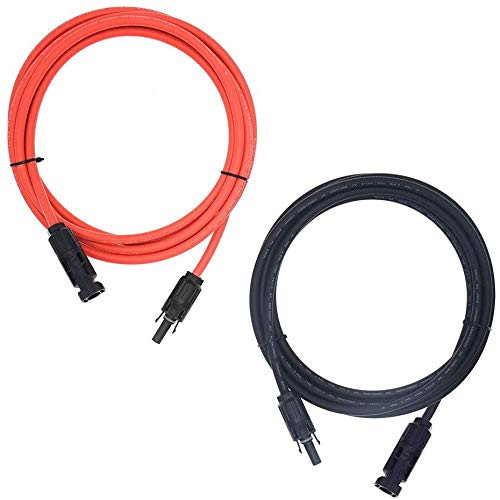 HQST 10 Feet 12AWG Solar Extension Cable with Female and Male Connector Solar Panel Adaptor Kit Tool (10FT Red Plus 10FT Black)