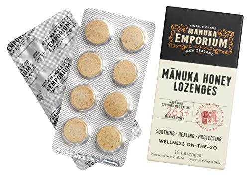 Manuka Emporium Wellness On-The-Go Raw Manuka Honey Lozenges MGO263Plus (UMF 10Plus) 16 x 1.58oz Lozenges - Soothing  Healing - Protecting - Harvested  and  Packed in New Zealand - Small Batch  and  Single Region