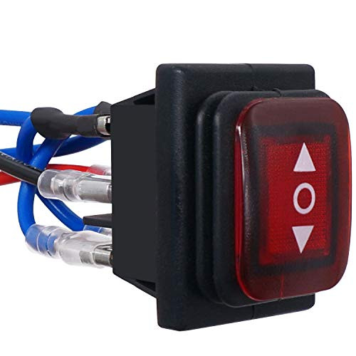 TWTADE Momentary Polarity Reverse Switch Waterproof Control Rocker Toggle Switch DC Motor 10A (LED DC 12V) 6 Pin 3 Position (ON)-Off-(ON) With Wire