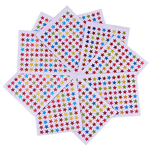 Onwon 10 Sheets 880 Count Assorted Colors Star Stickers Labels, Reward Star Stickers Self-Adhesive Craft Stickers Stars for Scrapbooking or Embellishment