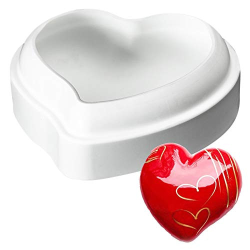 6-Inch Heart Shape Silicone Baking Mold for Mousse Cake, 3D Silicone Cake Mold Tray, French Dessert Baking Pan, Easy Release (1-Cavity)