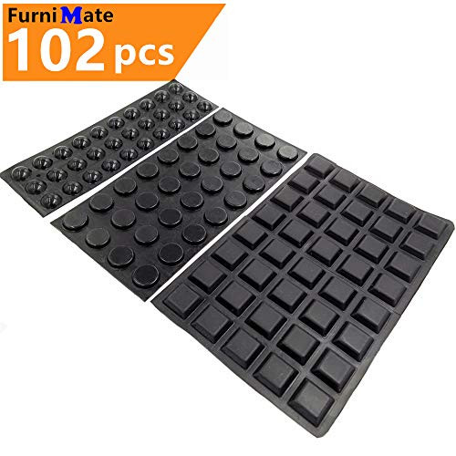Cabinet Door Drawer Bumpers Pads Black 102PCS Adhesive Rubber Bumpers for Cabinets Drawer Close Pads Picture Frame Cutting Board Sound Dampening