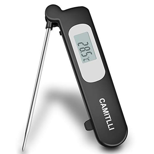 Camitlli BBQ Meat Thermometer with Super Long Probe, Digital Instant Read Cook Thermometer, Fast Read Grilling Thermometer for Kitchen BBQ Grill Smoker Meat Oil Milk Yogurt Temperature, Black Camitlli BBQ Meat Thermometer with Super Long Probe, Digital Instant Read Cook Thermometer, Fast Read Grilling Thermometer for Kitchen BBQ Grill Smoker Meat Oil Milk Yogurt Temperature, Black