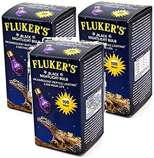 Fluker's 3 Pack of Black Nightlight Bulbs for Reptiles, 100 watt
