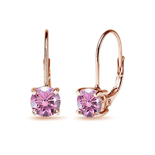 Rose Gold Flashed Sterling Silver Light Rose Round-cut Leverback Earrings Made with Swarovski Crystals Rose Gold Flashed Sterling Silver Light Rose Round-cut Leverback Earrings Made with Swarovski Crystals