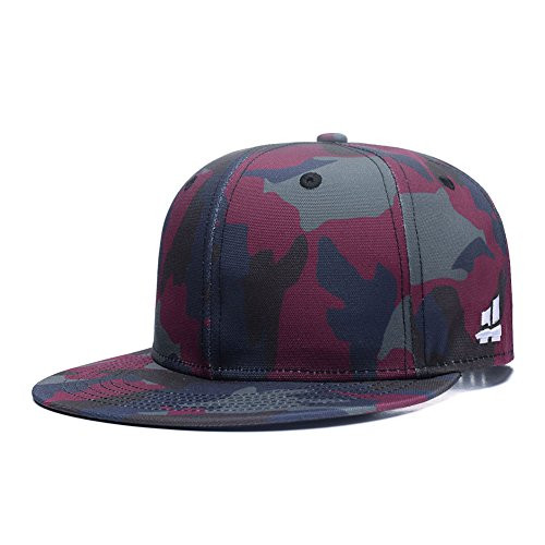 Unisex Camouflage Baseball Cap,Classic Army Camo Adjustable Snapback Flat Bill Brim Trucker Hat Red Green Blue