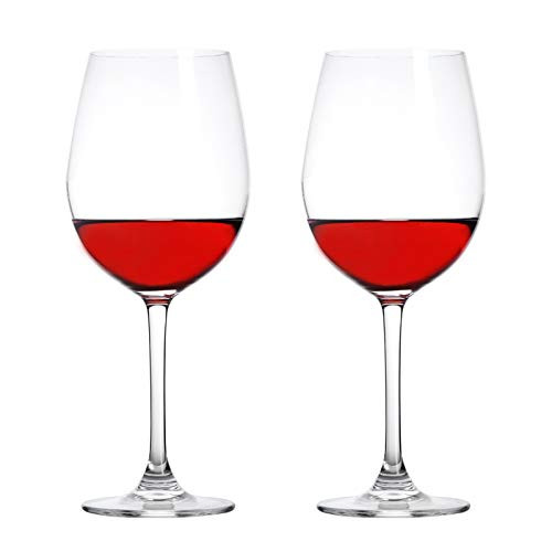 Wine Glasses, Italian Style Crystal Red Wine Glasses - 17 Ounce Premium Crystal Clear Glass Set of 2/Lead-Free/Hand Blown