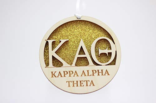 Sorority Shop Kappa Alpha Theta - Laser Carved Greek Letter Ornament - 3" Round