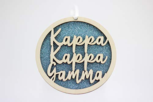 Sorority Shop Kappa Kappa Gamma - Laser Carved Glitter Script Ornament - 3" Round