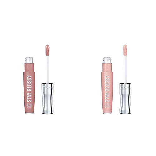 Rimmel Stay Glossy Lipgloss, Blushing Belgraves, 0.18 Fl Oz (Pack of 1)  and  Rimmel Stay Glossy Lipgloss, Dorchester Rose, 0.18 Fl Oz (Pack of 1)