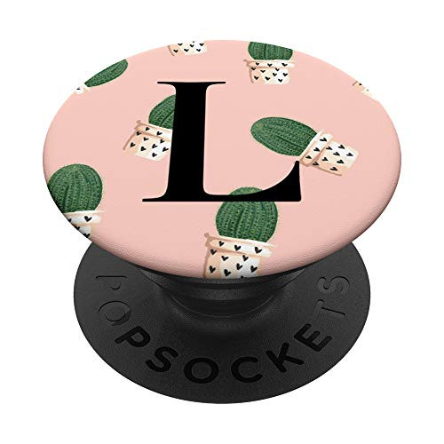 Cute Cactus Socket Grip Letter L Initial Monogram Phone Grip PopSockets Grip and Stand for Phones and Tablets