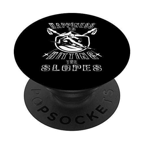 Happiness Is Hitting Slopes Winter Downhill Skiing PopSockets Grip and Stand for Phones and Tablets
