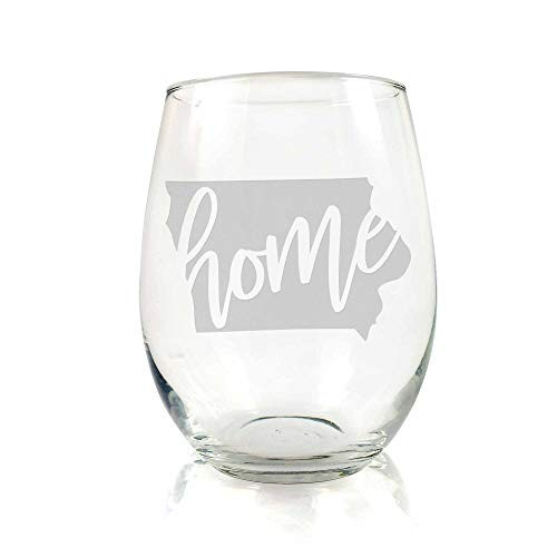Iowa State Stemless Wine Glass - Iowa Gift, Iowa Wine Glass, Iowa Fan Gift