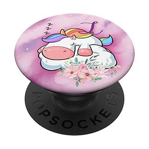 Sleeping Unicorn Galaxy Purple Monogram Initial Letter L PopSockets Grip and Stand for Phones and Tablets