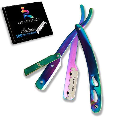 Revonics Straight Razor - Straight Edge Razor For Men - Barber Razors Kit with 100 Shaving Blades For Men- Barber Razors With Blades For Shaving - Navaja de Barbero - Safety Razor Blades Single Edge