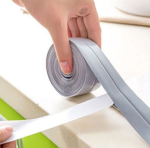 Lldaily Kitchen Waterproof Mildew Tape Self Adhesive Tub and Wall Sealing Tape Caulk Sealer Wall Caulk Strip,Gray,11'x0.9"