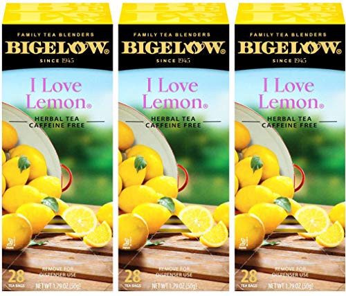 Bigelow I Love Lemon Herbal Tea Bags 28-Count Box (Pack of 3) Lemon-flavored Herbal Tea Bags All Natural