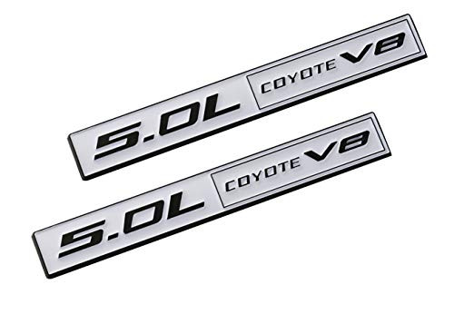 2pcs 5.0L Coyote V8 Emblems, 3D Trim Fender Hook Trunk Badge Decals Stickers Compatible for Mustang F150 (White)