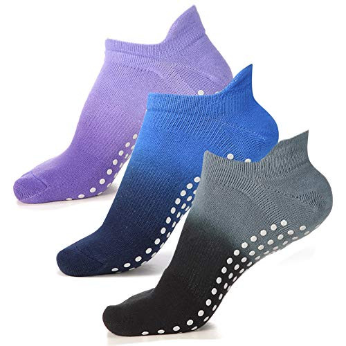 Yoga Socks Non Slip Socks with Grips Pilates Ballet Barre Socks for Women Girls(G and P and B)