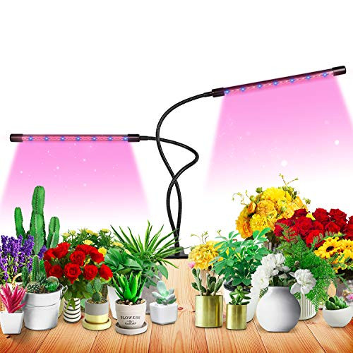 Grow Light for Indoor Plant Growing LED Grow Light 9 Dimmable Settings, Horizontal Plant Growth Lamp for Indoor Plants with Red/Blue Spectrum, Adjustable Gooseneck, 3/9/12H Timer, 3 Switch Modes