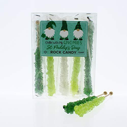 St Patricks Day Rock Candy - 10 Pack - Chilling With My Gnomies - Gnome Themed St Paddys Day Rock Candy Sticks