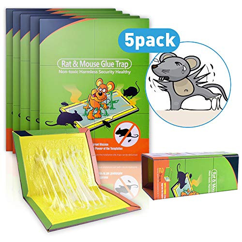 5 Pack Mouse Glue Boards, Big Size Glue Traps, Extra Sticky Traps for Mice and Rats, Effective Mouse Traps Glue Boards - Catch Mice Cockroach Ant Spider for Indoor and Outdoor