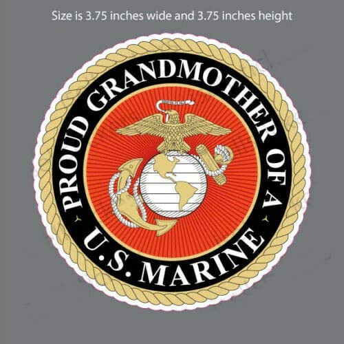 Edward  and  Co Sticker Proud Grandmother of a Marine Corp USMC Decal United States Army Military for Car Truck Window Laptop Bumper US Flag 3,75 in Edward  and  Co Sticker Proud Grandmother of a Marine Corp USMC Decal United States Army Military for Car Truck Window Laptop Bumper US Flag 3,75 in