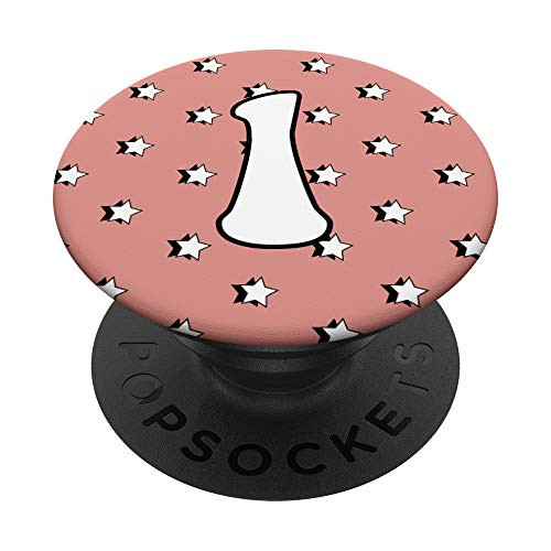 Aesthetic Pastel Peach with Stars and Letter L PopSockets Grip and Stand for Phones and Tablets