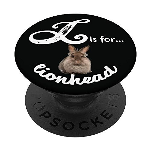 Letter L is for Lionhead Bunny, Funny Lionhead Rabbit PopSockets PopGrip: Swappable Grip for Phones  and  Tablets