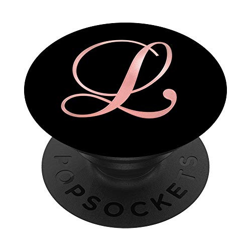 Letter L Grip Golden Pink Rose Initial On Black Design PopSockets Grip and Stand for Phones and Tablets Letter L Grip Golden Pink Rose Initial On Black Design PopSockets Grip and Stand for Phones and Tablets