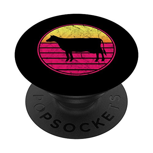 Cow Vintage Sunset Retro Style Dairy Farm Cattle Livestock G PopSockets PopGrip: Swappable Grip for Phones  and  Tablets