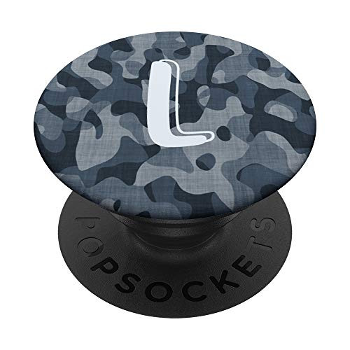Camouflage Camo Blue For Boys Letter L PopSockets PopGrip: Swappable Grip for Phones  and  Tablets