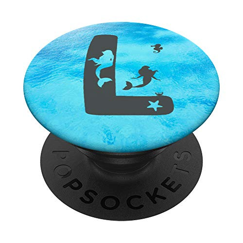Mermaid Monogram L Customized Initial L Letter Gift Girl PopSockets Grip and Stand for Phones and Tablets