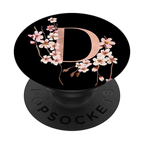 Cherry Blossom Japanese Flower Tree Sakura Black Letter D PopSockets PopGrip: Swappable Grip for Phones  and  Tablets