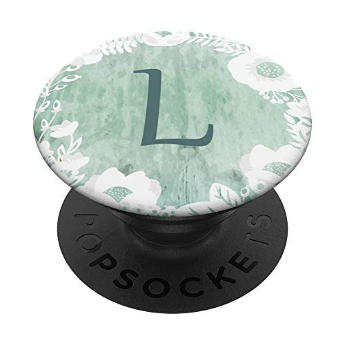 Letter L Gift Floral Grunge Monogram Initial L PopSockets Grip and Stand for Phones and Tablets