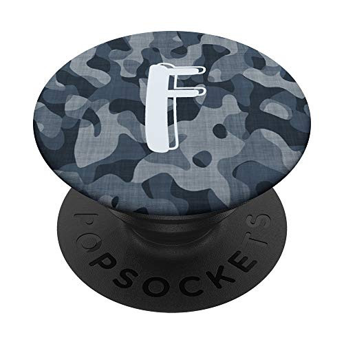 Camouflage Camo Blue For Boys Letter F PopSockets PopGrip: Swappable Grip for Phones  and  Tablets