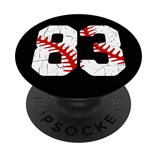 Baseball Player Jersey Number  83 83 Proud Baseball MOM DAD PopSockets Grip and Stand for Phones and Tablets