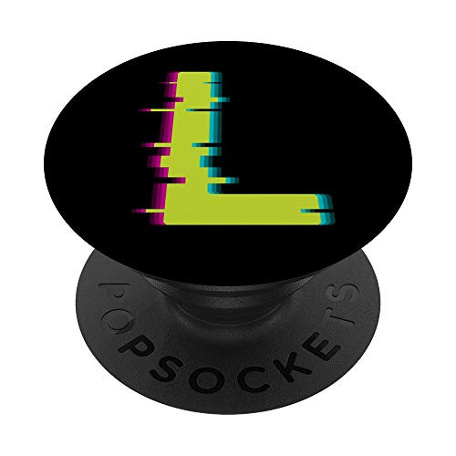 Glitch Letter L Retro Computer Hacker Monogram Alphabet PopSockets Grip and Stand for Phones and Tablets