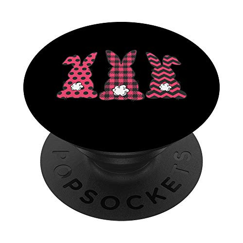 Pink Plaid Bunnies Easter PopSockets PopGrip: Swappable Grip for Phones  and  Tablets