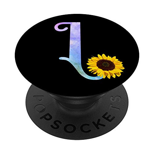 Letter L watercolor, sunflower monogram, initial L for girls PopSockets PopGrip: Swappable Grip for Phones and Tablets Letter L watercolor, sunflower monogram, initial L for girls PopSockets PopGrip: Swappable Grip for Phones and Tablets