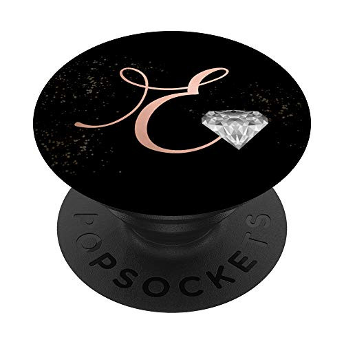 Black Elegant Heart Blush Pink Letter E PopSockets PopGrip: Swappable Grip for Phones  and  Tablets