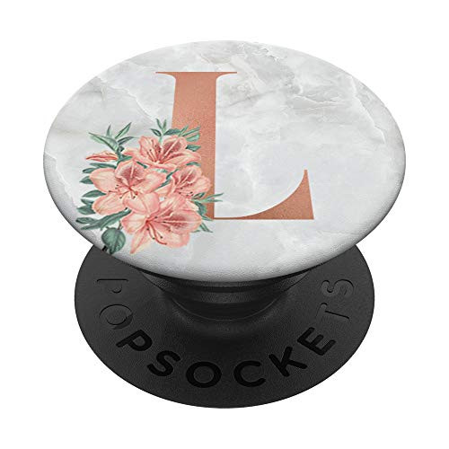 Elegant L Flowers Initial Monogram Letter Design PopSockets Grip and Stand for Phones and Tablets