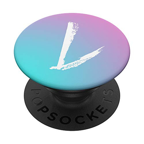 Pink Blue Ombre Monogram Initial Letter L Phone Grip PopSockets Grip and Stand for Phones and Tablets