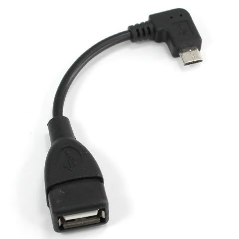 Right Angle Micro USB OTG to USB 2.0 Adapter
