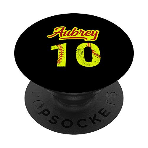 Aubrey Softball No  10 Jersey Number 10 Catcher  and  Pitcher PopSockets Grip and Stand for Phones and Tablets
