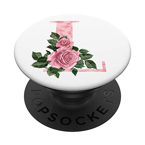 Rose Blush Floral Monogram Pink Letter L Watercolor Flower PopSockets PopGrip: Swappable Grip for Phones  and  Tablets